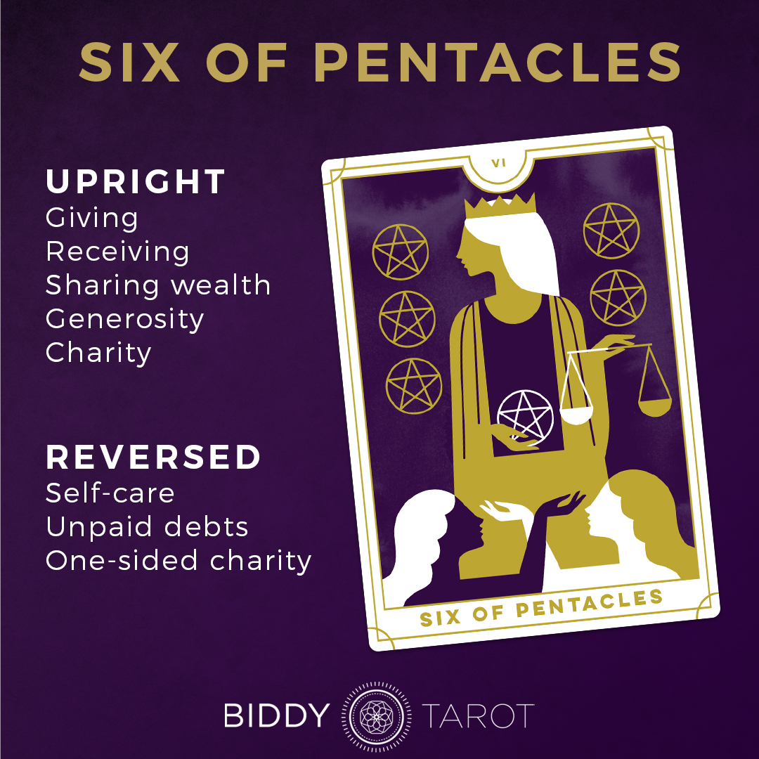 What does the 6 of pentacles tarot card meaning? Learn the basics!